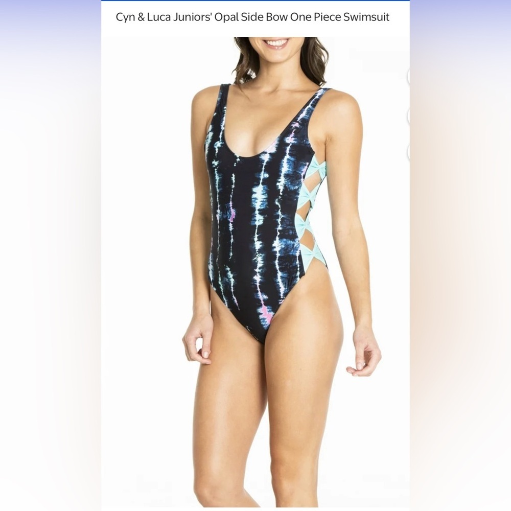 ⛱️Cyn & Luca Tie-dye Junior’s Opal Side Bow One Piece Swimsuit Size Med⛱️ NWOT